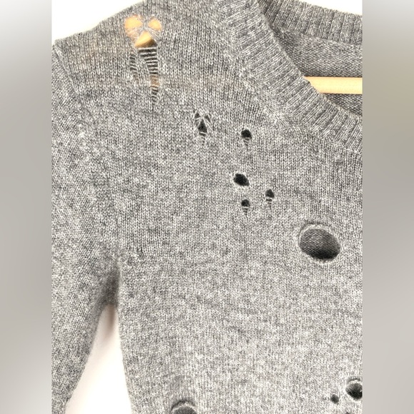 R13 Shrunken Distressed Cashmere Sweater Grey - Picture 7 of 13